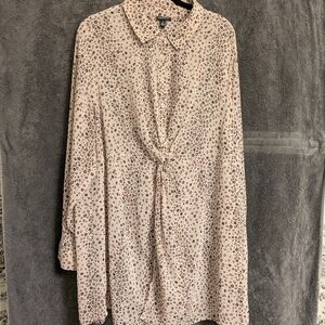torrid Blush Pink Animal Print Tie-Front Blouse